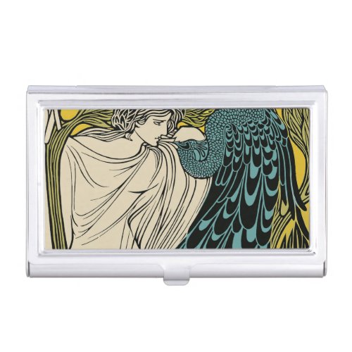 Peacock Fine Art Bird Nouveau Business Card Case