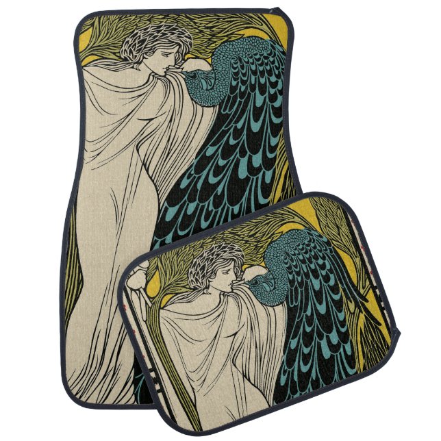 Peacock Fine Art Bird Nouveau Car Floor Mat (Set)
