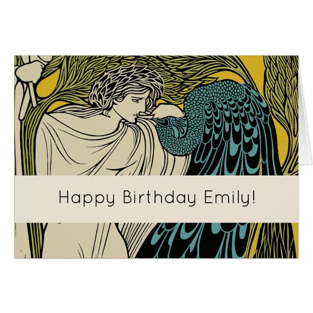 Peacock Fine Art Bird Nouveau Cards (Front Horizontal)