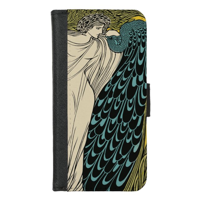 Peacock Fine Art Bird Nouveau iPhone Wallet Case (Front)