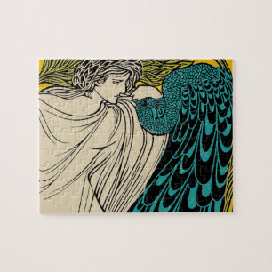 Peacock Fine Art Bird Nouveau Jigsaw Puzzle