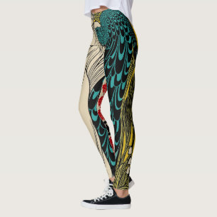 Peacock Fine Art Bird Nouveau Leggings