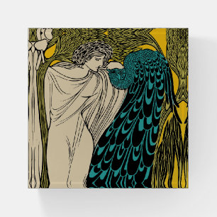 Peacock Fine Art Bird Nouveau Paperweight