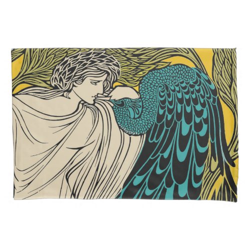 Peacock Fine Art Bird Nouveau Pillow Case