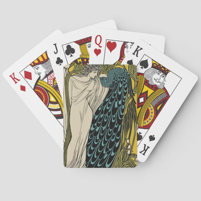 Peacock Fine Art Bird Nouveau Poker Cards (Back)