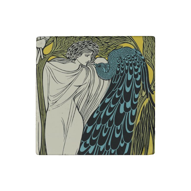 Peacock Fine Art Bird Nouveau Stone Magnet (Fourth Magnet)