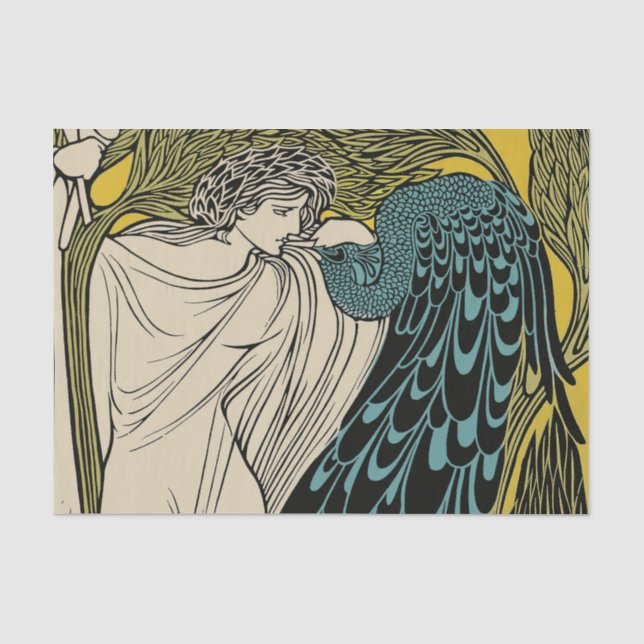Peacock Fine Art Bird Nouveau Tissue Paper (Front)
