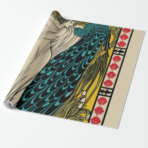 Peacock Fine Art Bird Nouveau Wrapping Paper