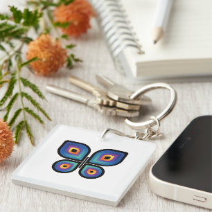 Peacock Flame Butterfly Keychain