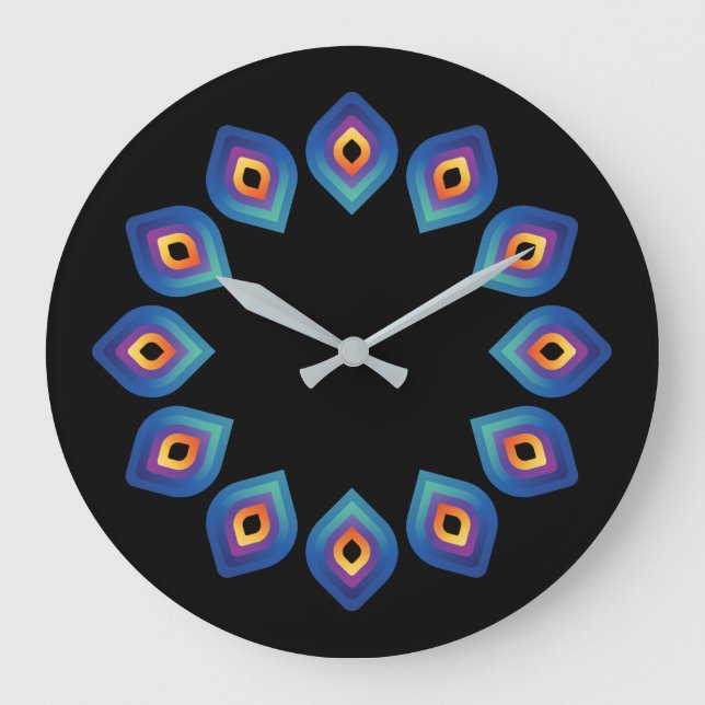 Peacock Flame (Cycle) Large Clock (Front)
