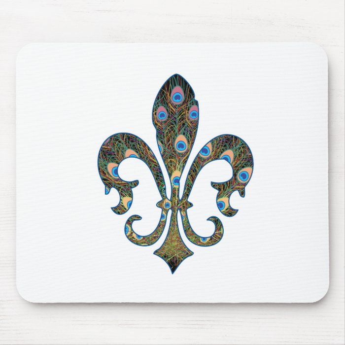 Peacock Fleur De lis Mousepad