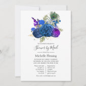 Peacock Floral Baby or Bridal Shower by Mail Invitation (Front)