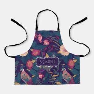 Peacock Floral Colorful Personalized Pattern Apron