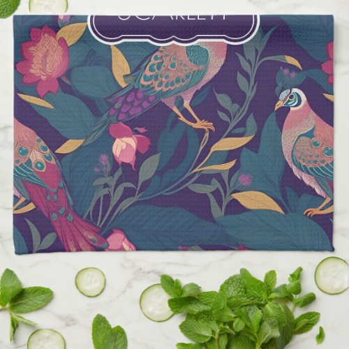 Peacock Floral Colorful Personalized Pattern Kitchen Towel