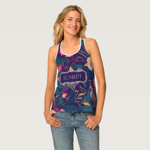 Peacock Floral Colorful Personalized Pattern Tank Top