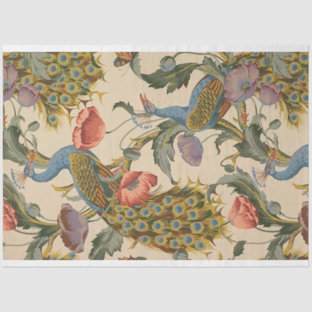 Peacock & floral decoupage paper (Front)