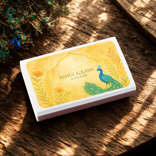 Peacock Floral Indian Wedding Matchboxes