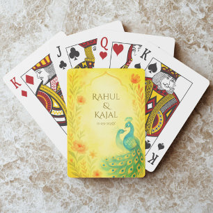 Peacock Floral Indian Wedding Poker Cards