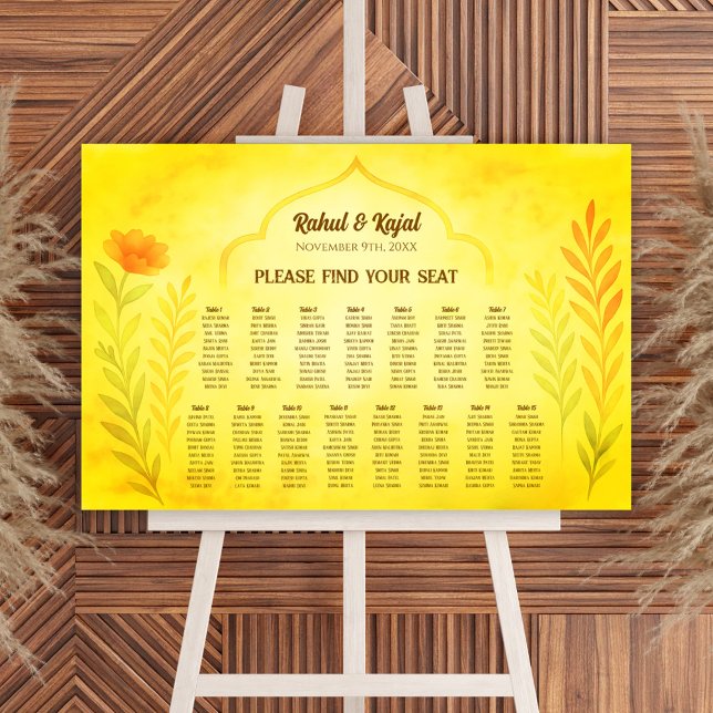 Peacock Floral Indian Wedding Seating Chart Foam Board (Creator Uploaded)