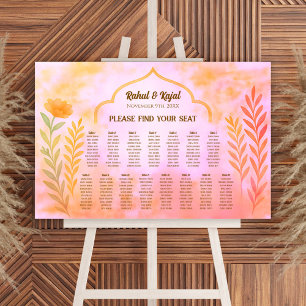 Peacock Floral Indian Wedding Seating Chart Foam Board