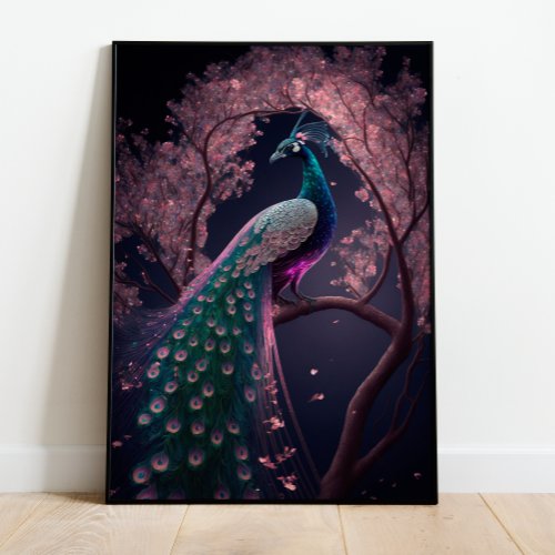 Peacock Floral Wall Art Poster