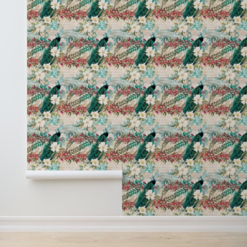 Peacock Floral Wallpaper