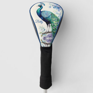 Peacock floral watercolor  golf head cover