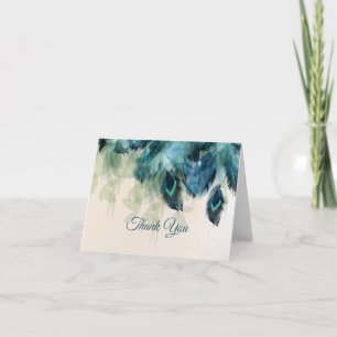 Peacock Floral Wedding Thank You Card