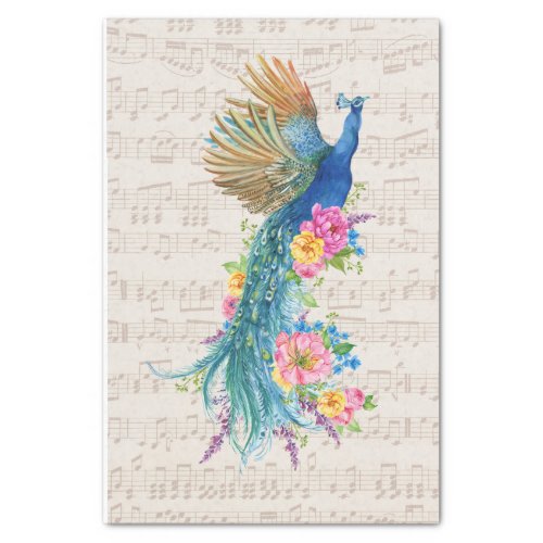 Peacock Florals on Sheet Music