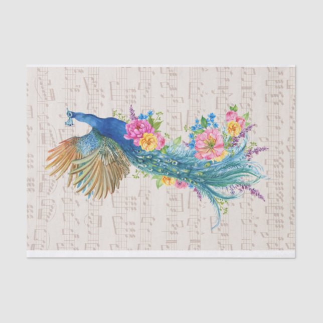 Peacock Florals on Sheet Music (Front)