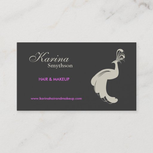 Customizable PEACOCK FLOURISH in TAN/GRAY Business Card