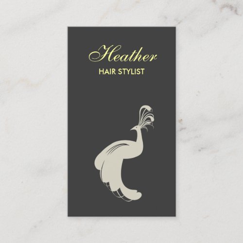 PEACOCK FLOURISH TAN/GRAY BUSINESS CARD TEMPLATE