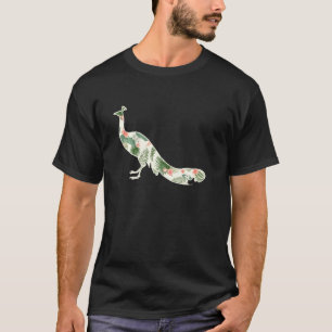 Peacock Flower Girl Print Floral Bird Hawaiian Wom T-Shirt