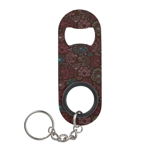 peacock flower india wallpaper vintage keychain bottle opener (Front)