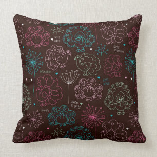 peacock flower india wallpaper vintage throw pillow