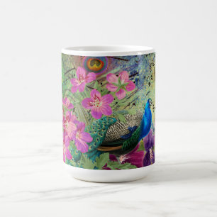 Peacock Flowers and Music Coffee Mug