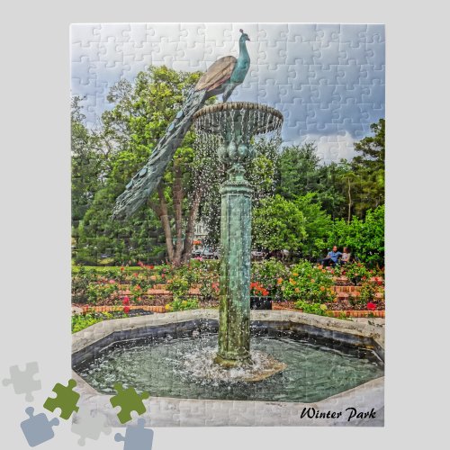 Peacock Fountain  Rose Garden in Winter Park FL  Jigsaw Puzzle