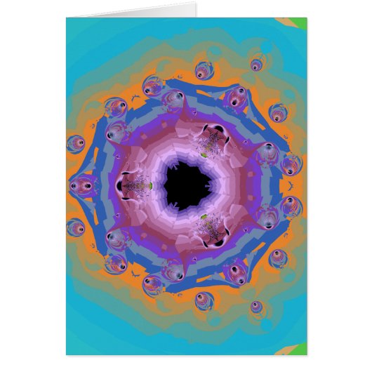 Peacock Fractal Mandala Turquoise Cards (Front)