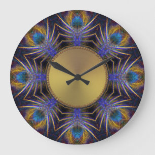 Peacock Fractal Web Feathers Wall Clock