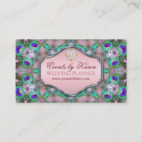 Peacock Fractals Wedding Planner Business Cards