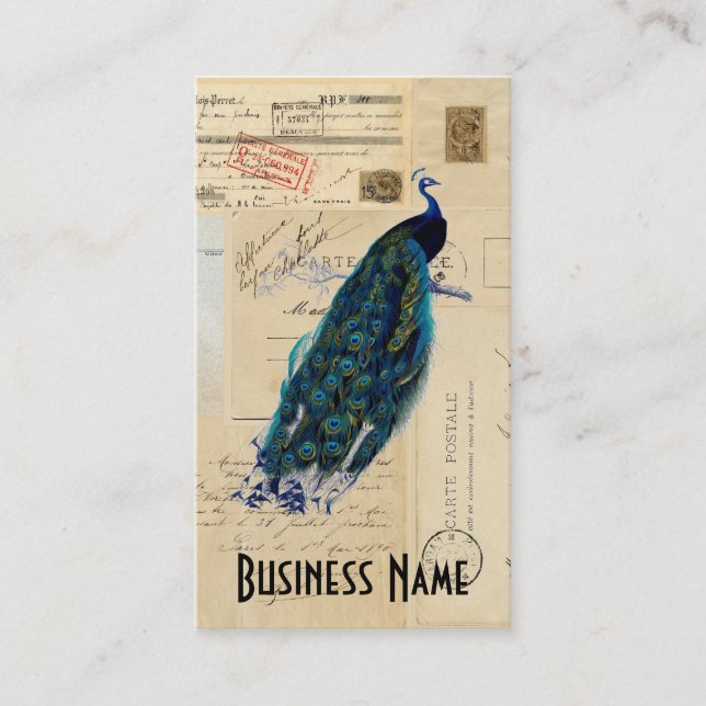 Peacock French Postcards Business Card (Front)