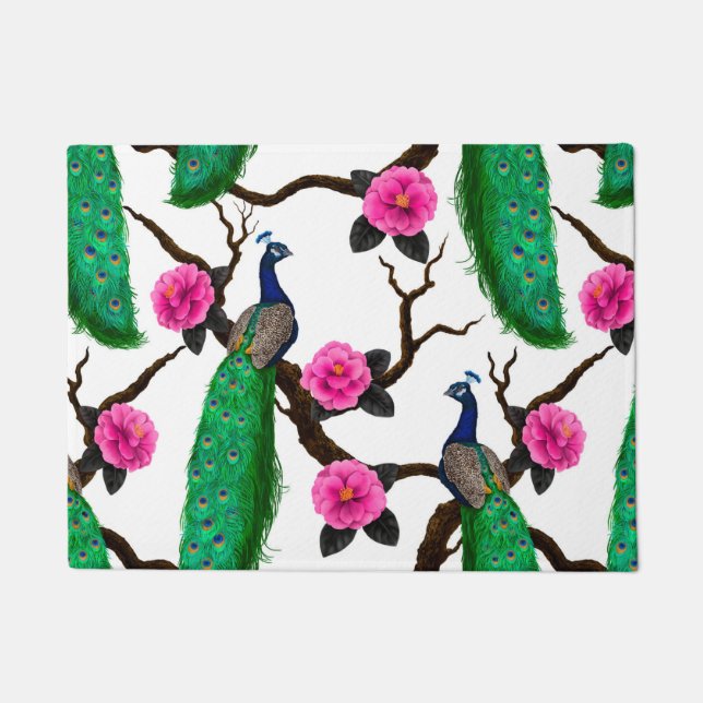 Peacock garden doormat (Front)