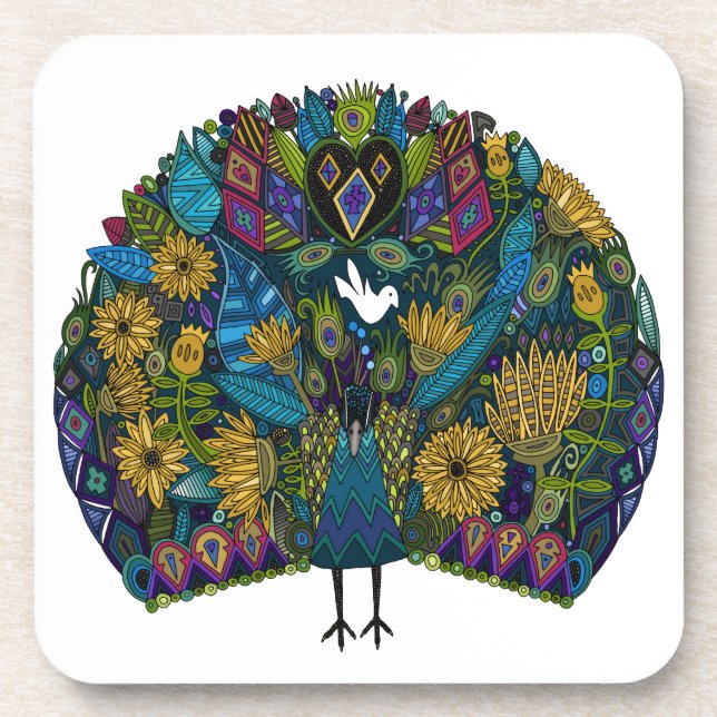 peacock garden drink coaster (Front)