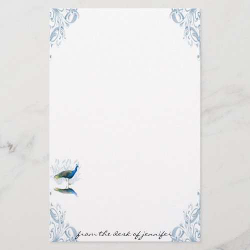 Peacock Garden in Blue and White Stationery