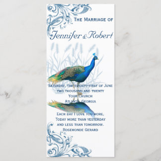 Peacock Garden in Blue and White Wedding Program