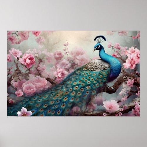 Peacock Garden Poster