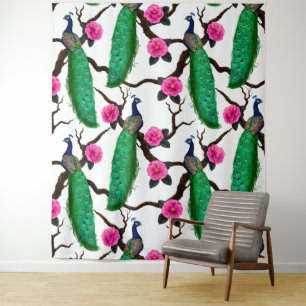 Peacock garden tapestry