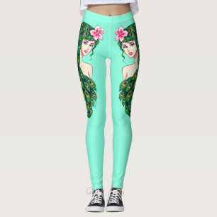 Peacock Girl Teal Athleisure Yoga Pants Leggings