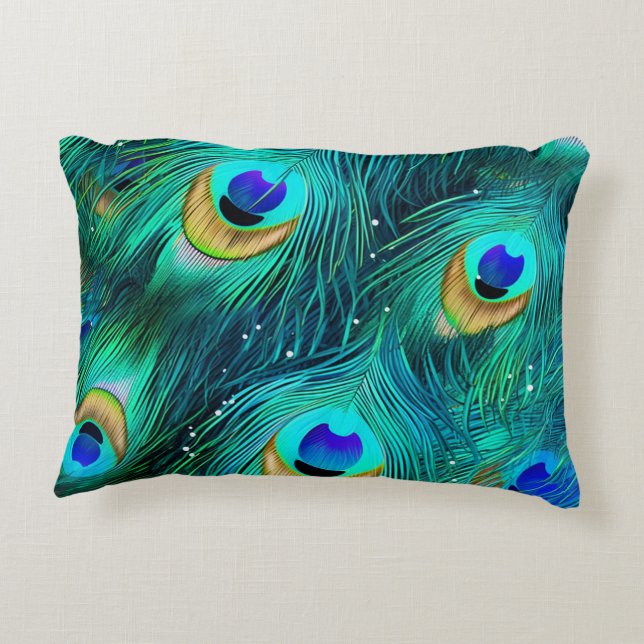 Peacock Glory Accent Pillow (Back)