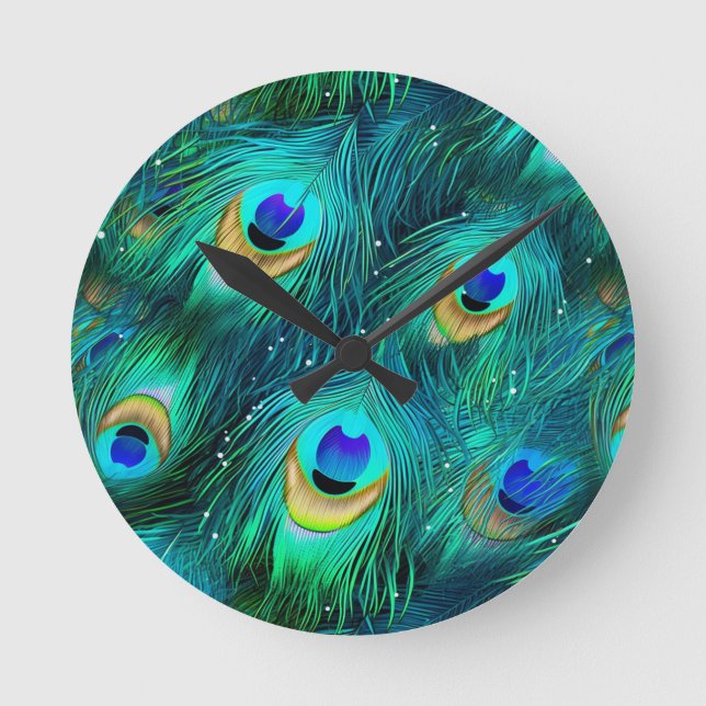 Peacock Glory Round Clock (Front)